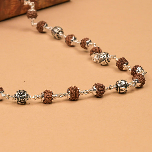 Rudraksha With Radhe Silver Beads Mala