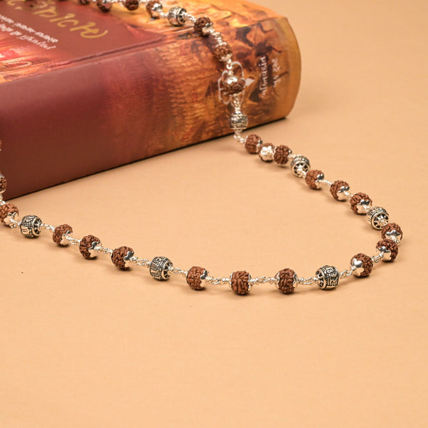 Rudraksha With Radhe Silver Beads Mala