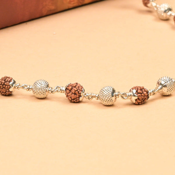 Rudraksha With CNC Silver Beads Spiritual Mala