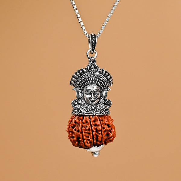 Maa Durga Pendant with 9 Mukhi Nepali Rudraksha