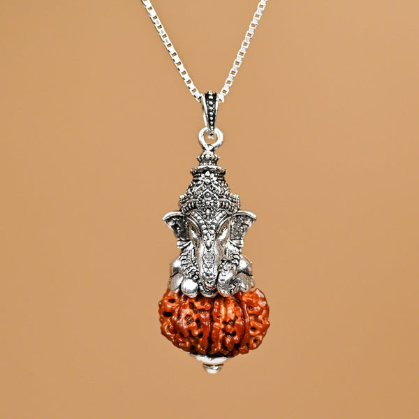 Ganeshji Pendant with 8 Mukhi Nepali Rudraksha