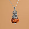 Hanuman Ji Silver Pendant with 11 Mukhi Nepali Rudraksha