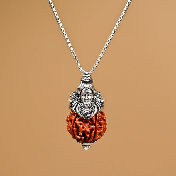 Shiva Pendant with 5 Mukhi Nepali Rudraksha